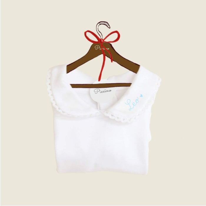 Body con colletto ricamo azzurro - Piccino store