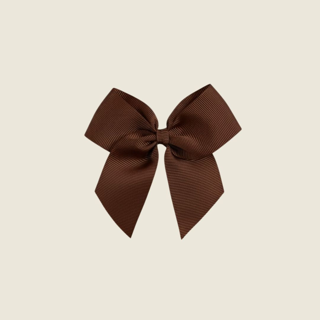 Fermaglio capelli con fiocco grosgrain cioccolato - Piccino store