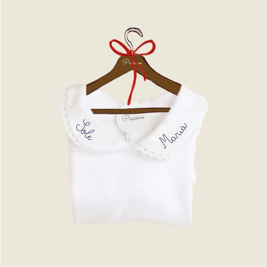 Body con colletto ricamo blu notte - Piccino store