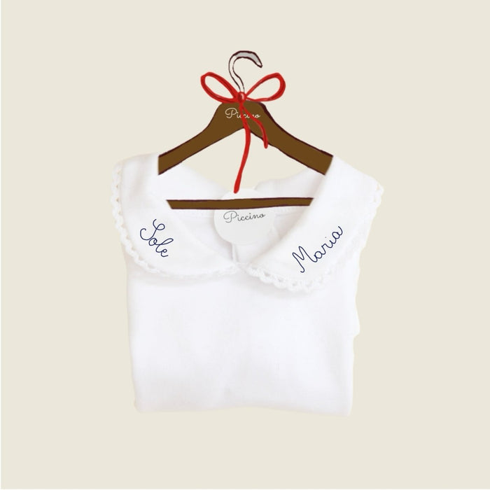 Body con colletto ricamo blu notte - Piccino store