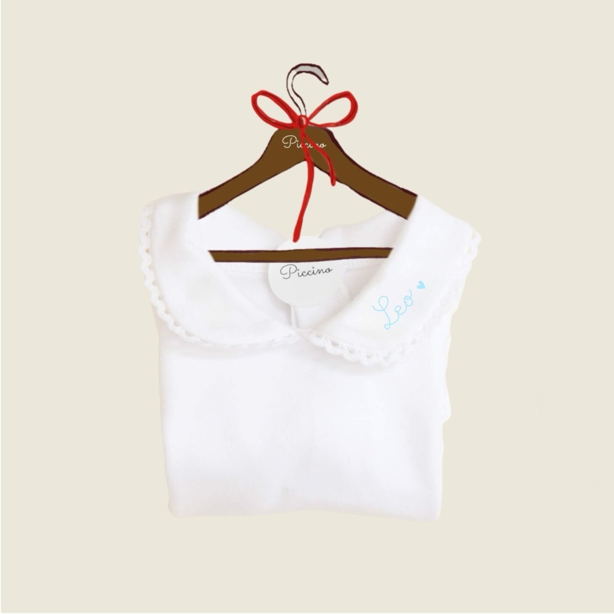 Body con colletto ricamo azzurro - Piccino store