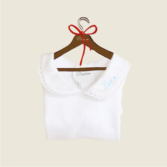 Body con colletto ricamo azzurro - Piccino store