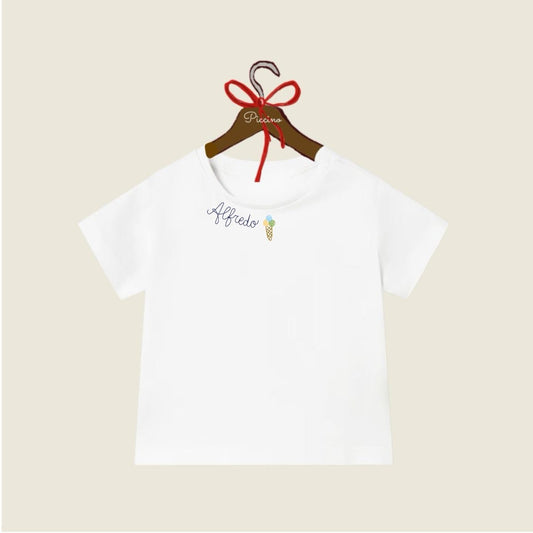 T-shirt nome e ricamino - Piccino store