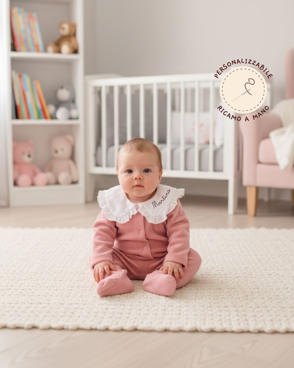 Tutina In Ciniglia Rosa Neonato Personalizzabile - Piccino