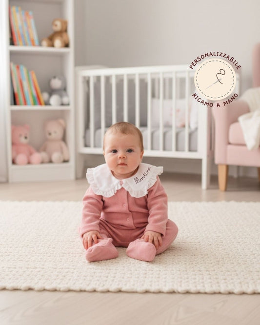 Tutina In Ciniglia Rosa Neonato Personalizzabile - Piccino
