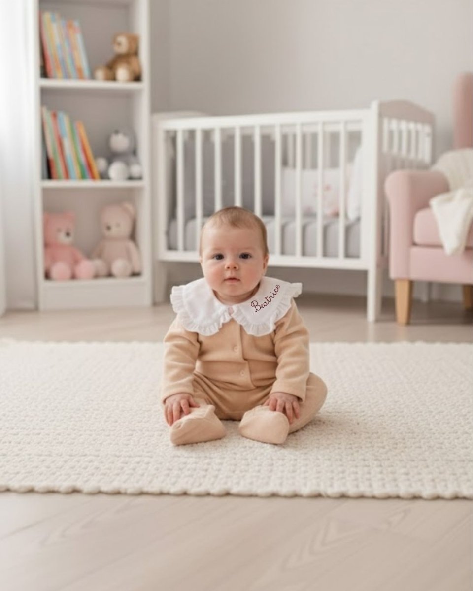 Tutina in ciniglia beige da personalizzare - Piccino store