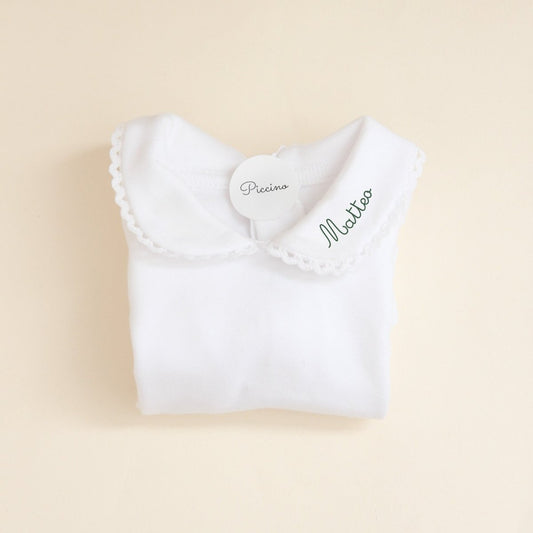Body con colletto ricamo verde militare - Piccino store