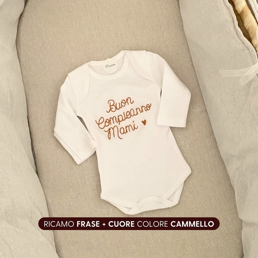 Body neonato personalizzato con frase ricamata - Piccino store