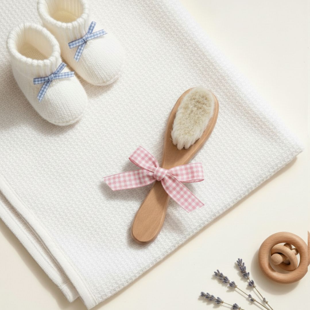 Spazzola fiocco Vichy rosa - Piccino store