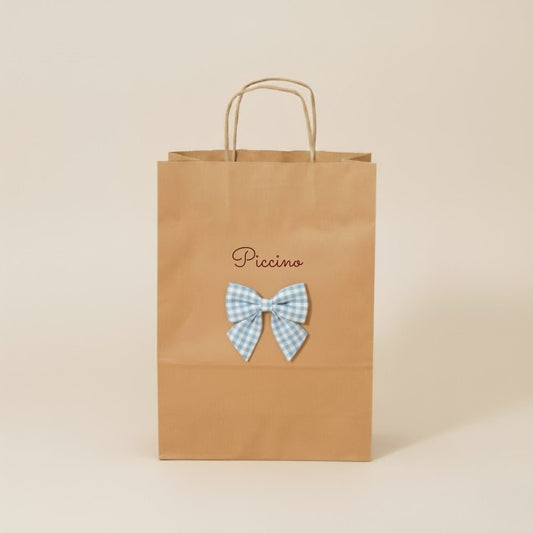 Shopping bag fiocco celeste Vichy - Piccino store