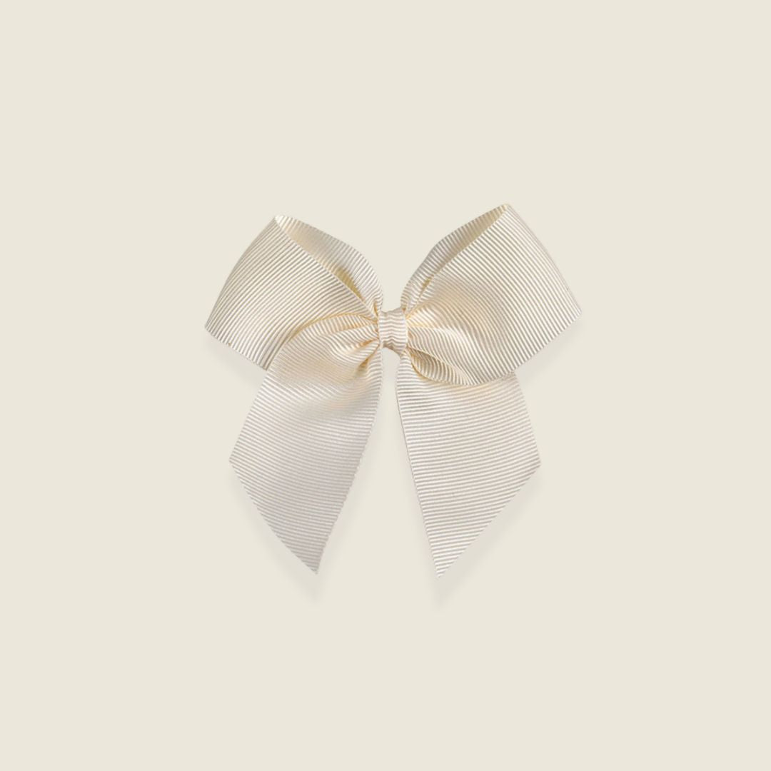 Fermaglio capelli con fiocco grosgrain panna - Piccino store