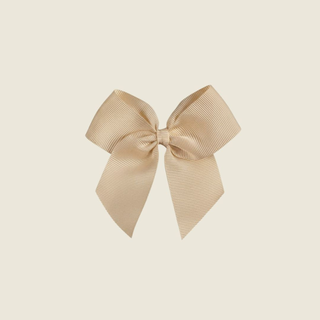 Fermaglio capelli con fiocco grosgrain beige - Piccino store
