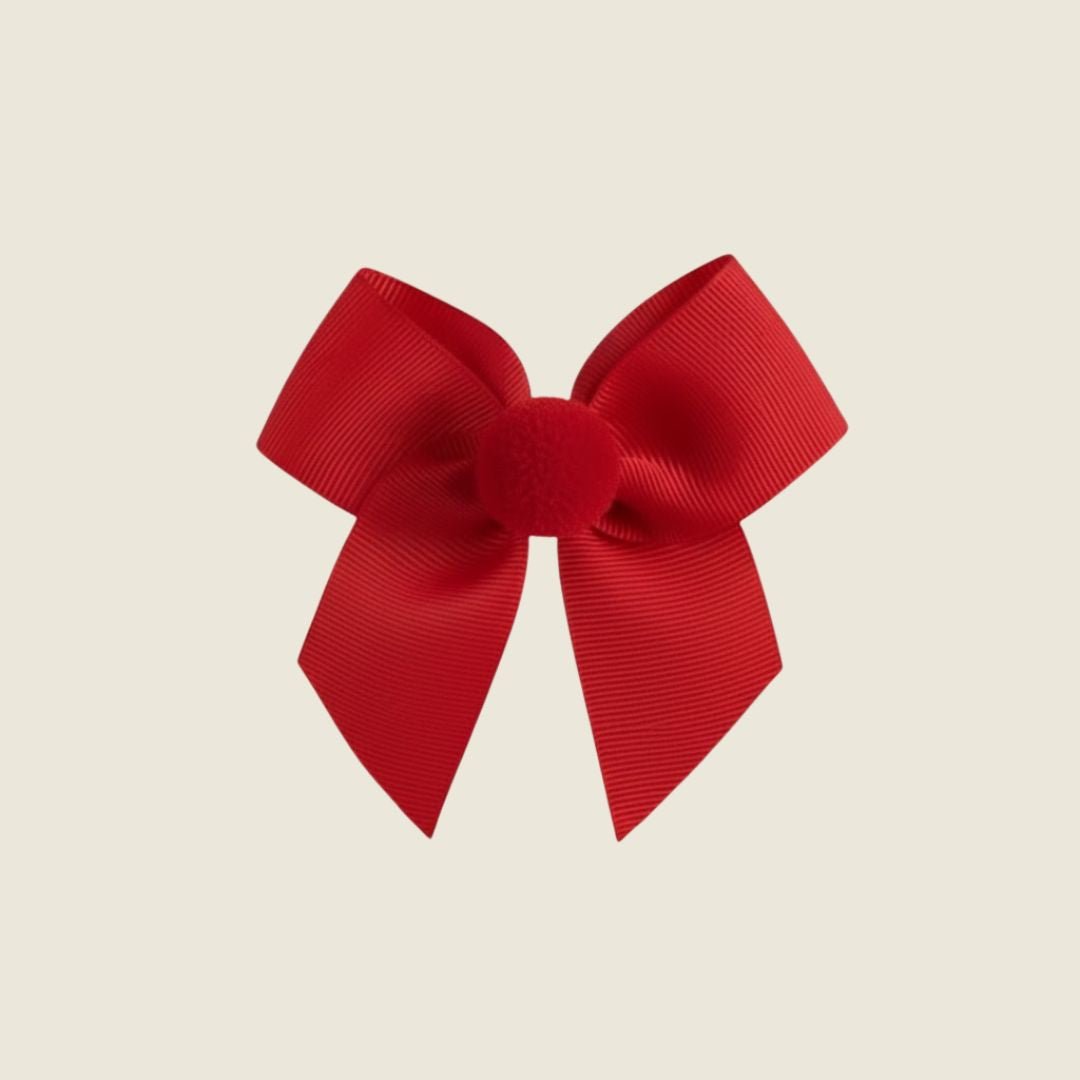 Fermaglio capelli con fiocco ponpon rosso - Piccino store