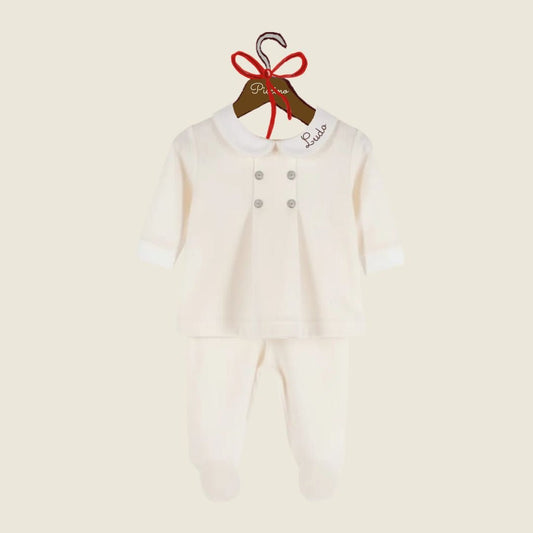 Completo in ciniglia panna personalizzato - Piccino store
