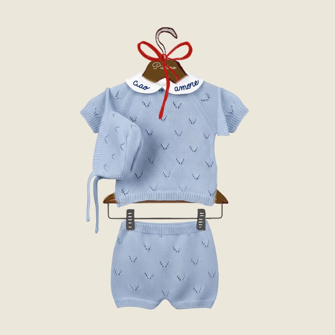 Set in cotone 3 pezzi azzurro - Piccino store