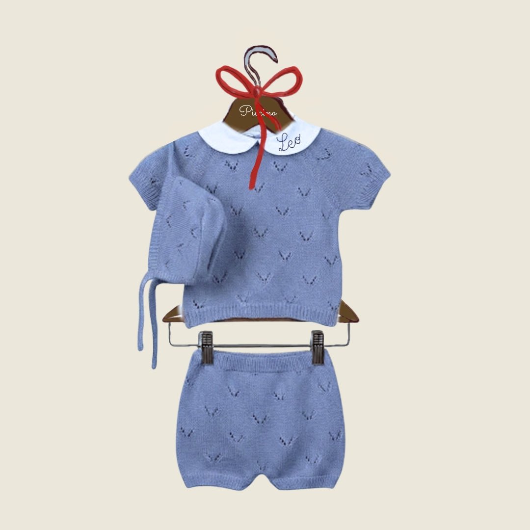 Set in cotone 3 pezzi blu - Piccino store