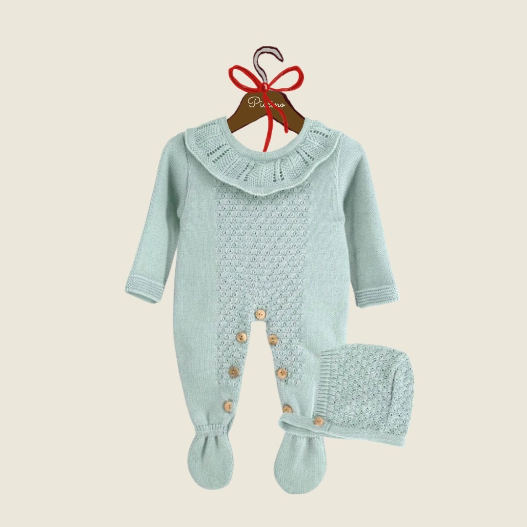 Tutina Bibi con piedini menta - Piccino store