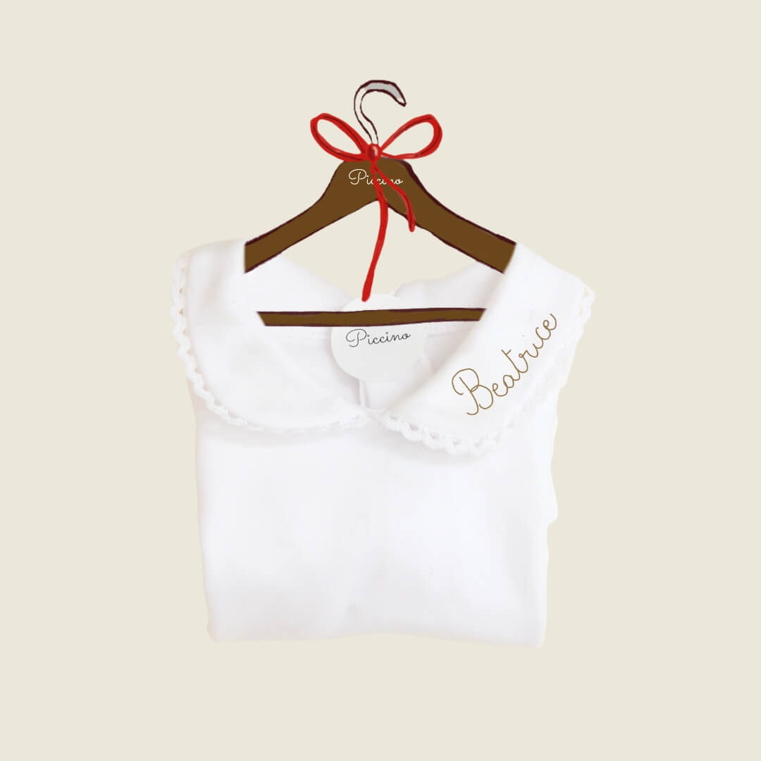 Body con colletto ricamo cammello - Piccino store