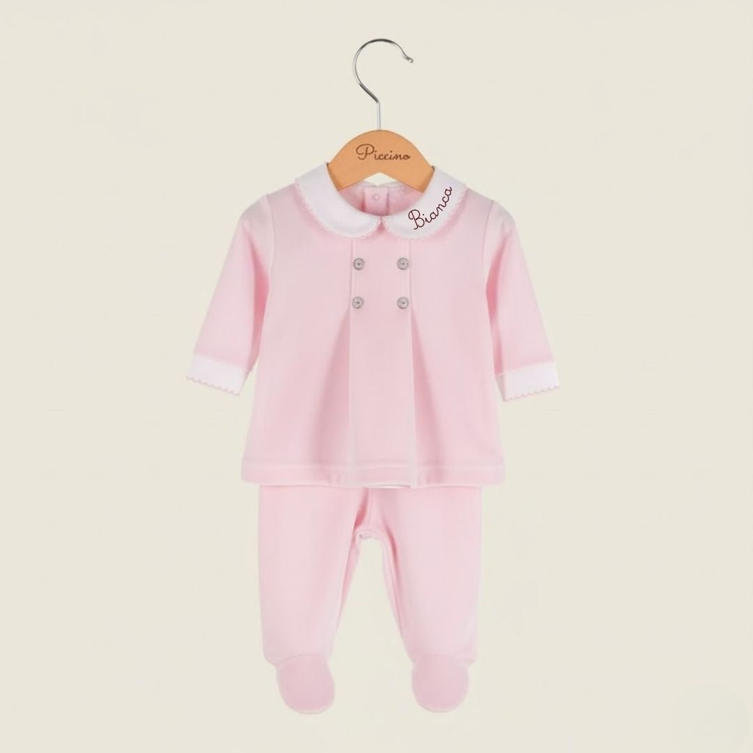 Completo in ciniglia rosa personalizzato - Piccino store