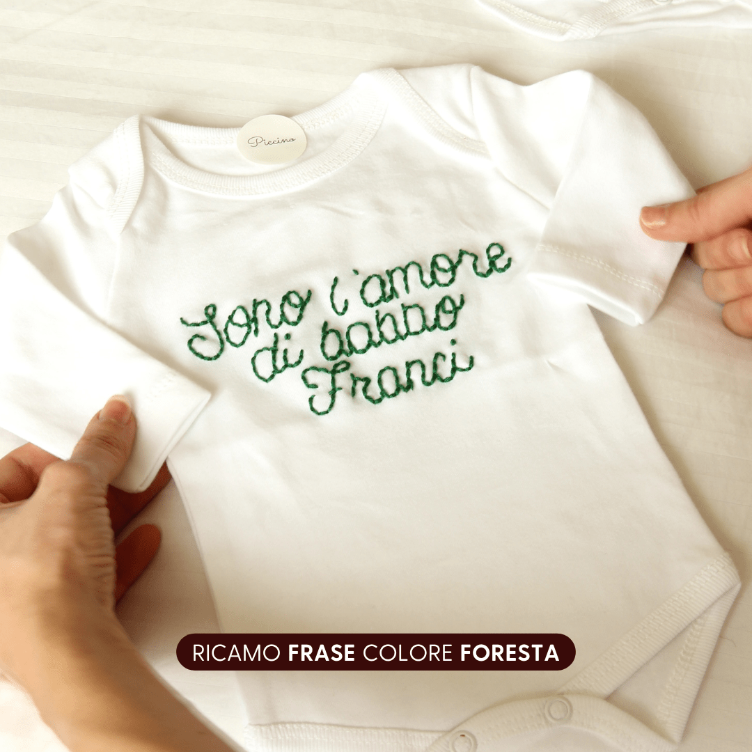 Body neonato personalizzato con frase ricamata - Piccino store