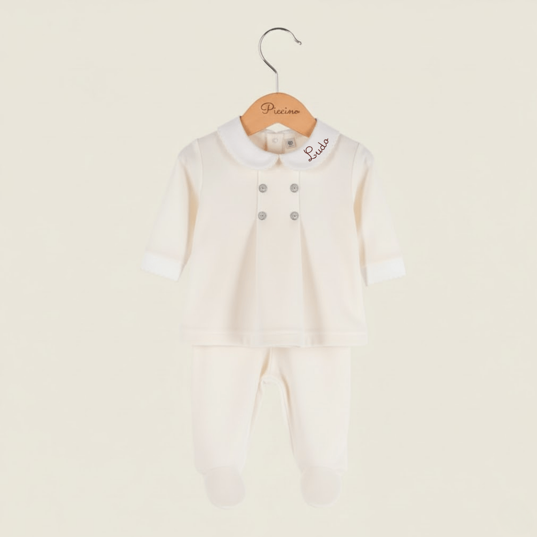 Completo in ciniglia panna personalizzato - Piccino store
